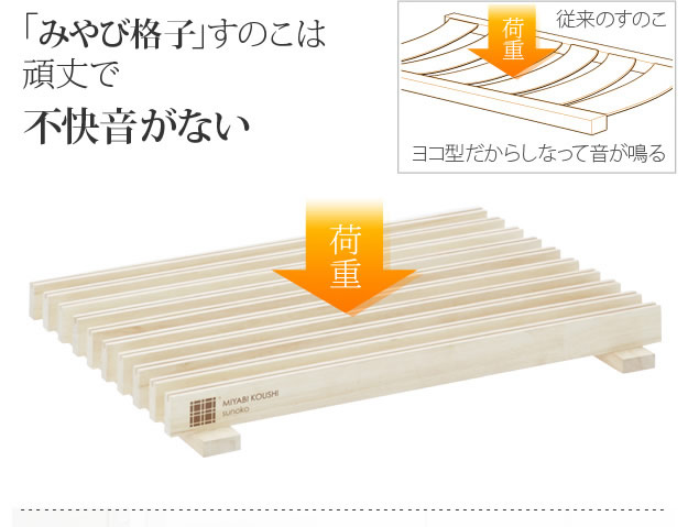 通気性2倍の「みやび格子」すのこベッド【紫苑】 2段階高さ調節付きの激安通販
