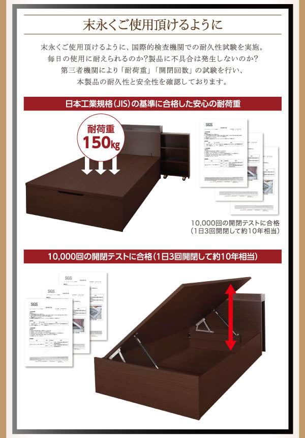 スライド式本棚付きガス圧式跳ね上げ収納ベッド【Surhomme】シュロムの激安通販