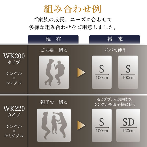 おしゃれなLED照明付き連結ベッド【Laura】 ロータイプ仕様の激安通販