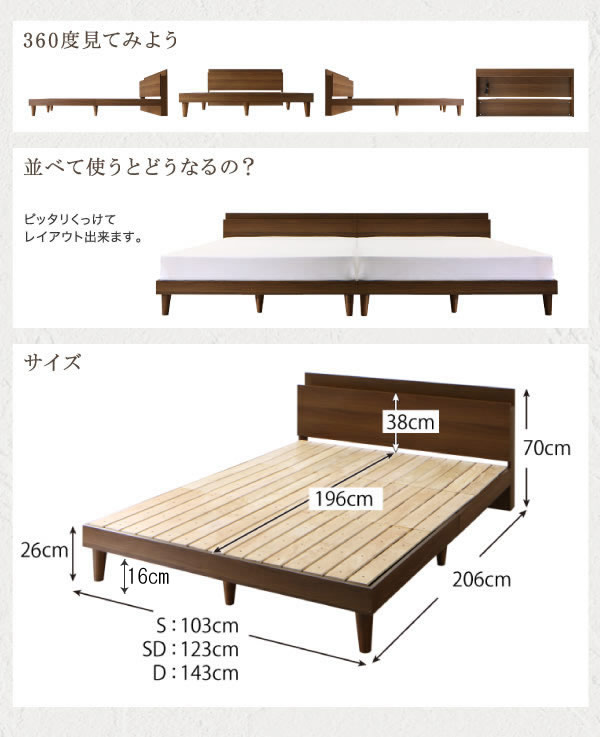 お買い得商品！棚・コンセント付きすのこベッド【Jouir】ジュイールの激安通販