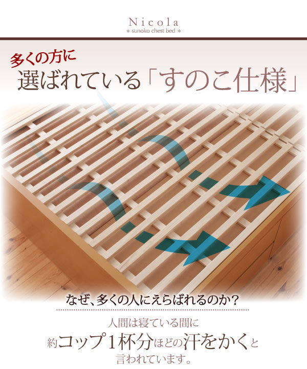 日本製・布団も使えるすのこ仕様チェストベッド【Nicola】の激安通販