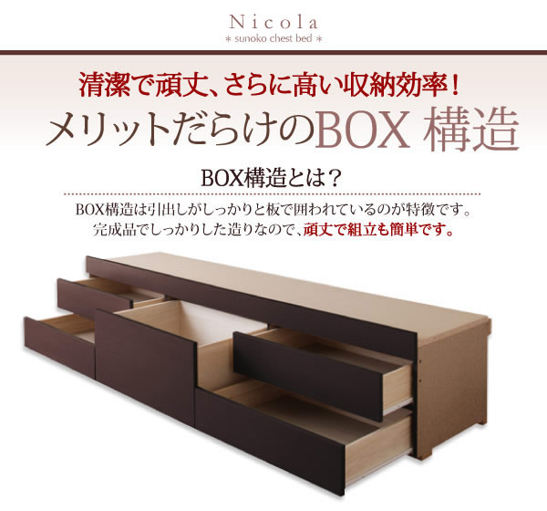 日本製・布団も使えるすのこ仕様チェストベッド【Nicola】の激安通販