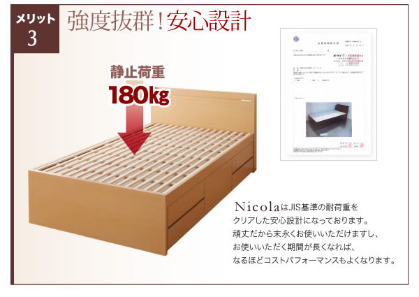 日本製・布団も使えるすのこ仕様チェストベッド【Nicola】の激安通販