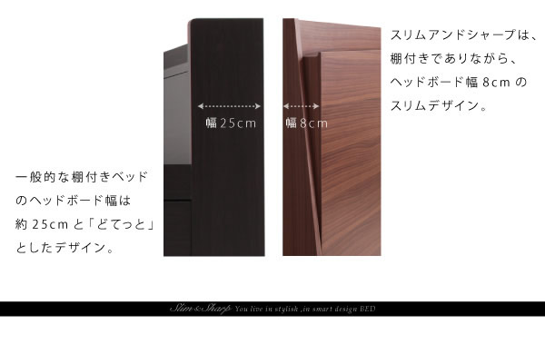 棚・コンセント付きスリムデザインすのこベッド【slim&sharp】スリムアンドシャープを通販で激安販売