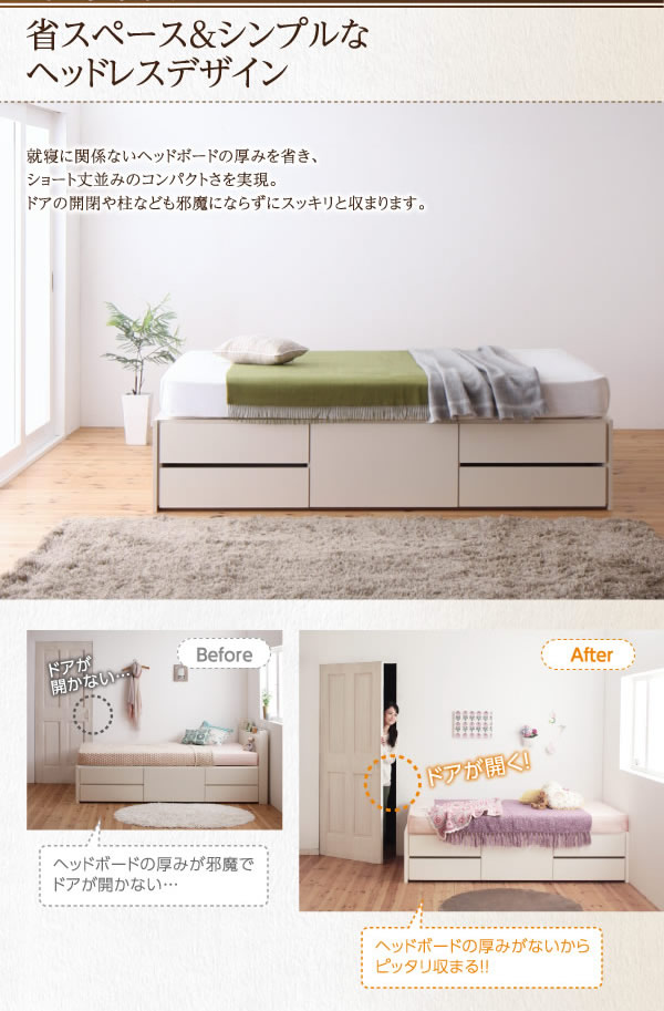 ヘッドレスも選べる!お買い得モデルBOX型チェストベッド【Teleos】テレオスの激安通販