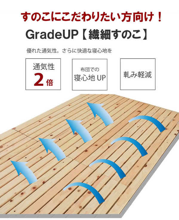 高さ調整対応！島根県産無塗装ヒノキすのこベッドを通販で激安販売