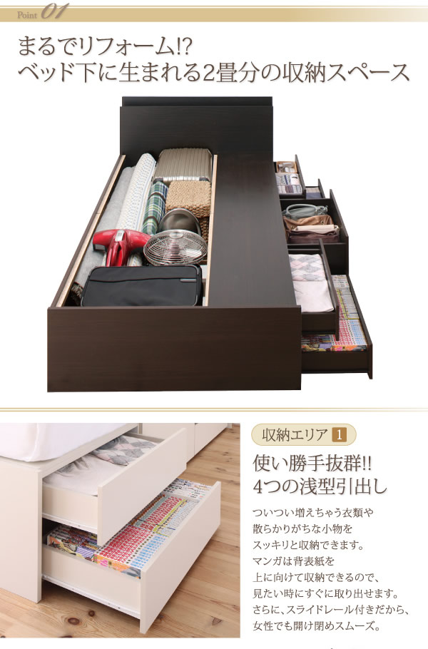 ヘッドレスも選べる!お買い得モデルBOX型チェストベッド【Teleos】テレオスの激安通販