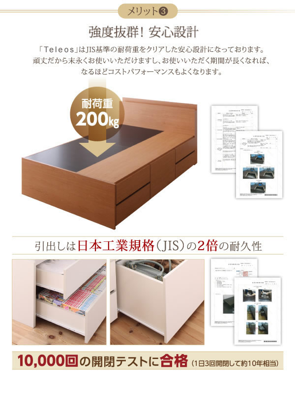ヘッドレスも選べる!お買い得モデルBOX型チェストベッド【Teleos】テレオスの激安通販