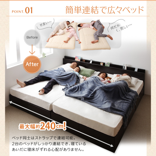 収納付き連結ベッド 【Weitblick】ヴァイトブリック ファミリー向けの激安販売