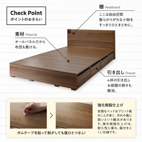 布団も使える!引き出し4杯付き収納ベッド【Plilia】ピリアーの激安通販