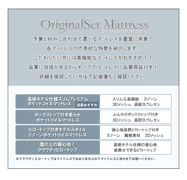ベッドマットレスの特徴