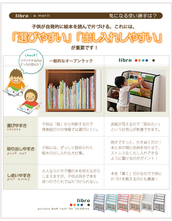 子供家具　ソフト素材キッズファニチャー 棚付絵本ラック　【libro】リブロ 激安通販