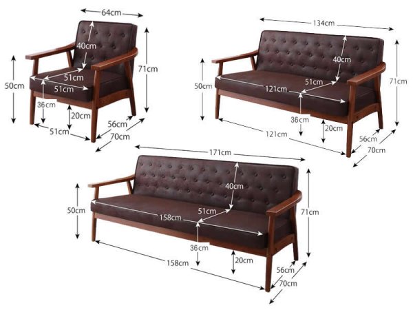 画像5: 木肘ヴィンテージソファ【Bedford】ベドフォード 一人掛け/二人掛け/三人掛け (5)