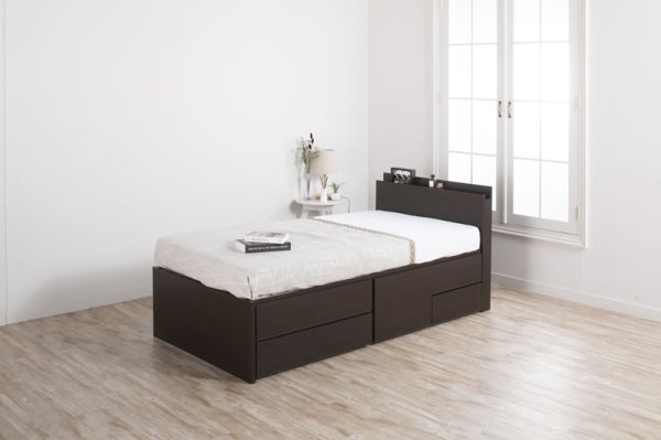 画像3: セミオーダー仕様ショート丈大容量収納チェストベッド【Varier-s】国産 スマート棚付き 大幅値下げ (3)