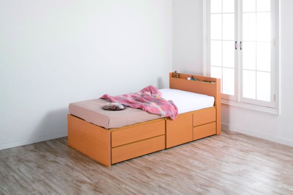 画像3: セミオーダー仕様ショート丈大容量収納チェストベッド【Varier-s】国産 スリム棚 大幅値下げ (3)