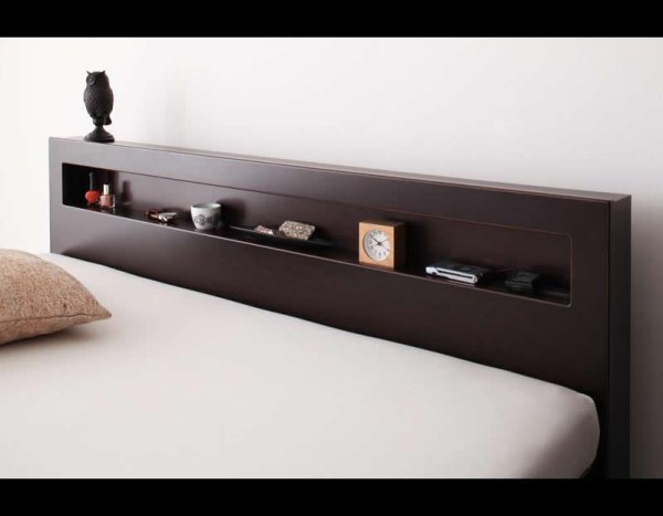 画像5: 日本製・組立設置対応・おしゃれ棚タイプ・ガス圧式跳ね上げ大容量収納ベッド【Grand L】グランド・エル (5)