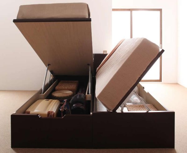 画像3: 日本製組立設置サービス対応!ガス圧式跳ね上げベッド【夕月】ユフヅキ (3)