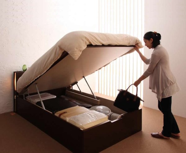 画像4: 日本製組立設置サービス対応!ガス圧式跳ね上げベッド【夕月】ユフヅキ (4)