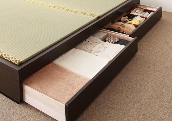 画像3: モダンデザインヘッドレス畳収納ベッド (3)