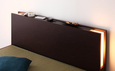 画像3: 日本製照明・棚付きガス圧式跳ね上げ畳ベッド【月花】